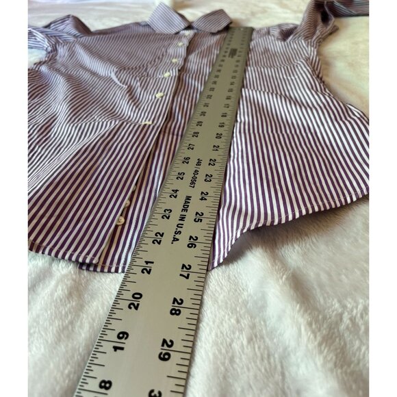 Faconnable Womens Purple White Striped Long-Sleeve Button-Down Shirt Size 4 - Picture 6 of 9